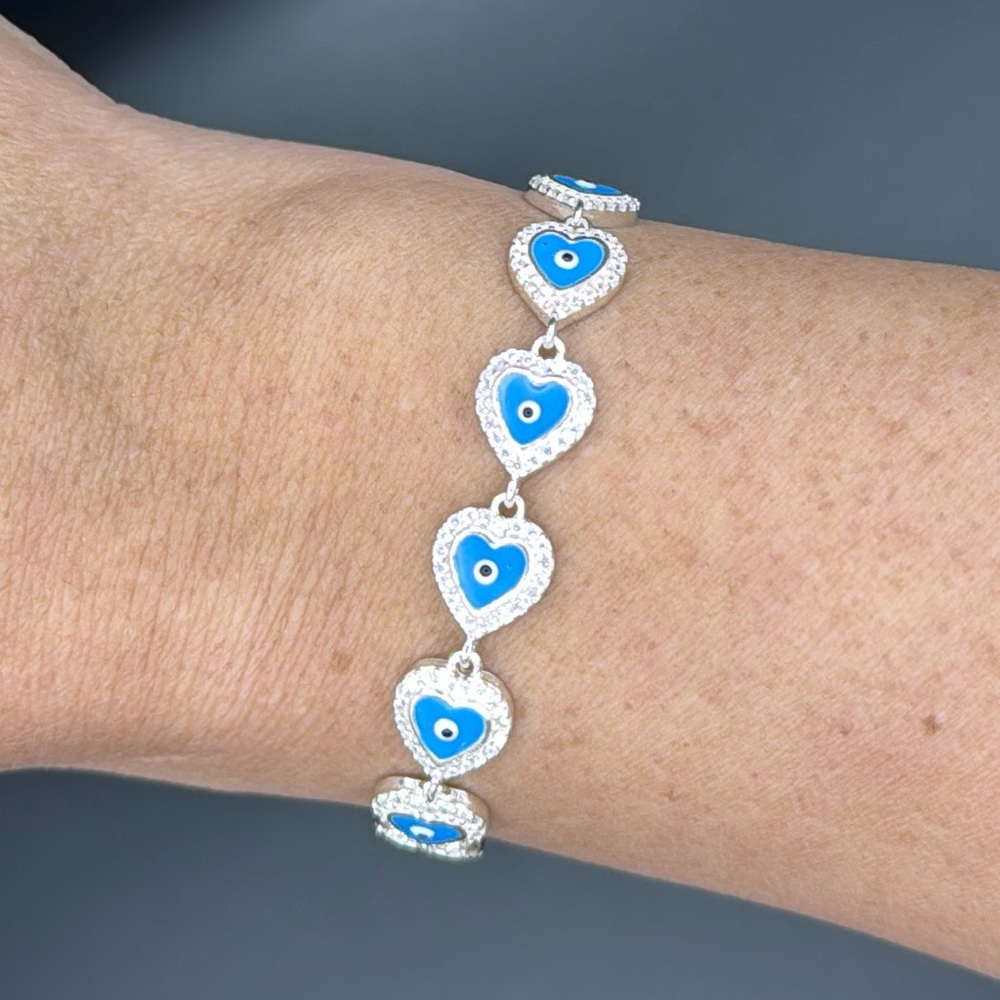 925 Sterling Silver and CZ Evil Eye bracelet
